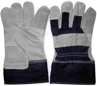 Denim Cuff Leather Palm Work Glove