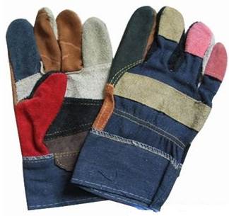 Mixed Colour Leather Palm Work Glove